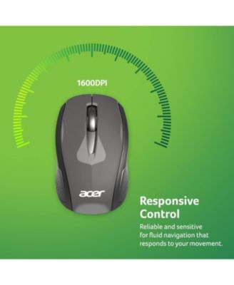 RF Wireless Mouse (Gray/Black) | Works with Chromebook | USB Plug and Play for Right/Left Handed Users