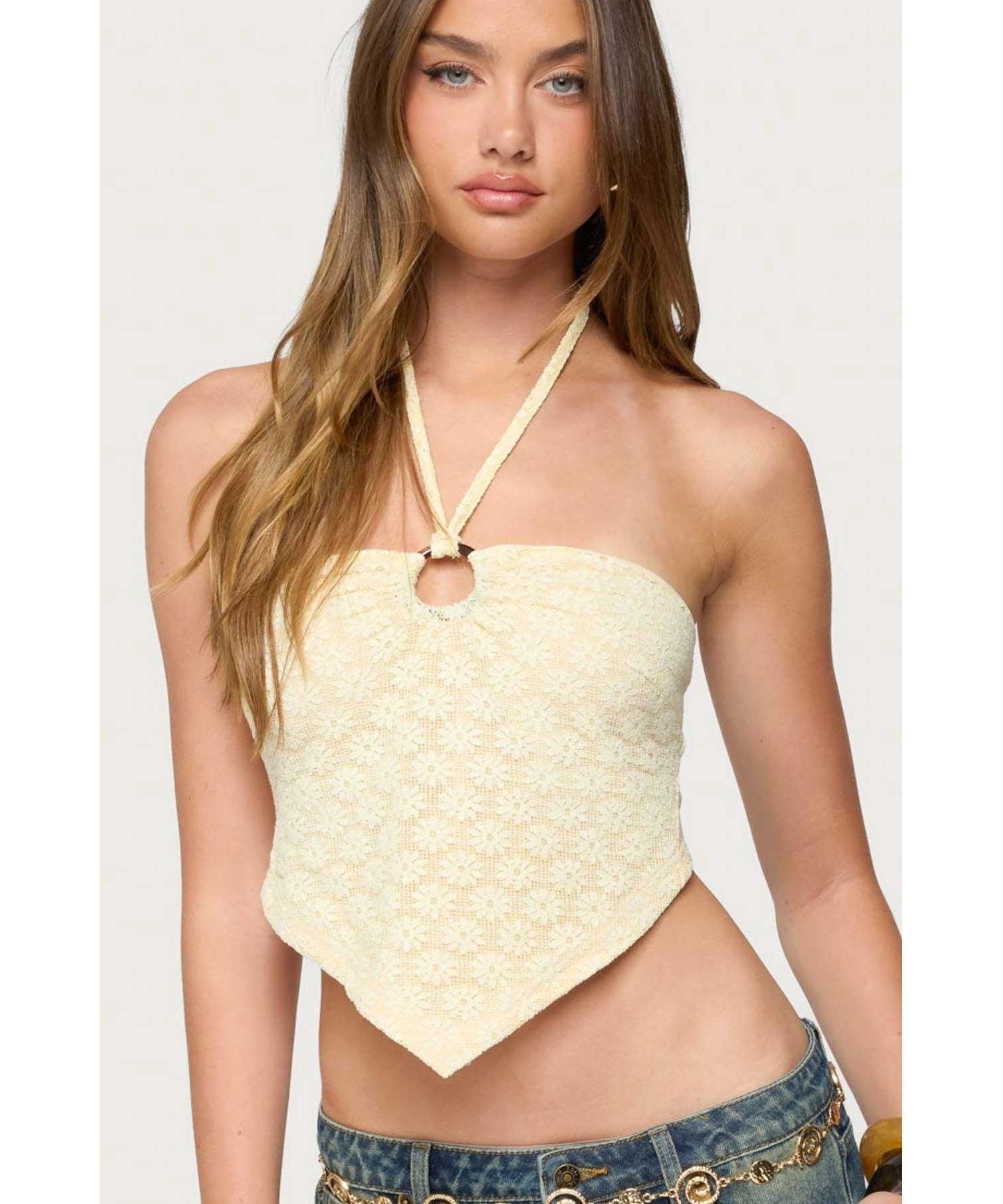 Women's Alana Floral Handkerchief Halter Top