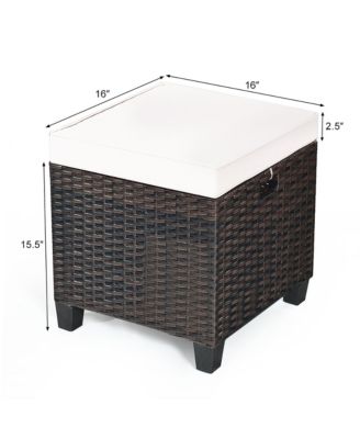 2PCS Patio Rattan Ottoman Cushioned Seat