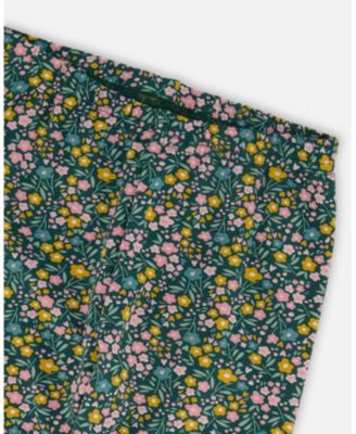 Girl Leggings Green with Flower Print - Toddler|Child
