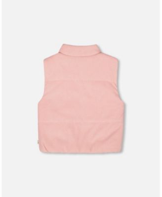 Toddler Girls Corduroy Puffy Sleeveless Vest Dusty Pink - Toddler|Child