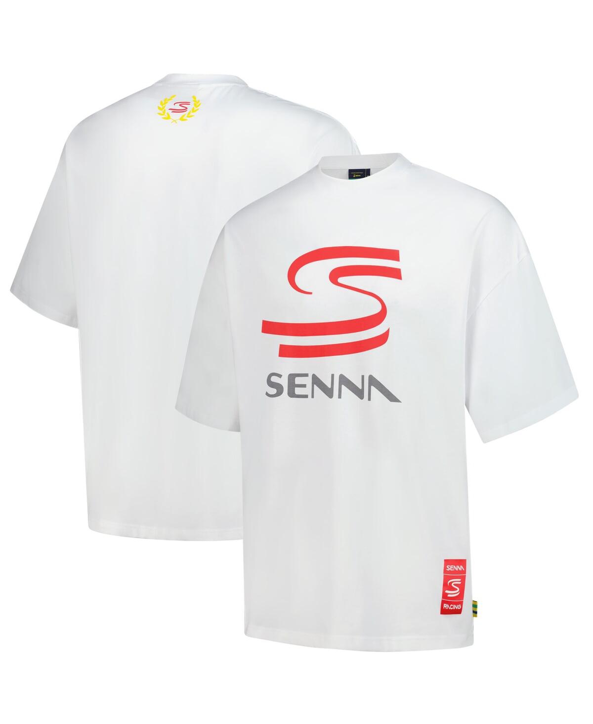 Ayrton Men's and Women's Senna White F1 Graphic Oversized T-Shirt - White