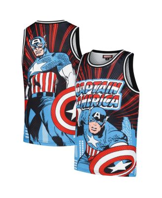 Lids - Big Boys and Girls Black Captain America Big Print Mesh Fashion Jersey