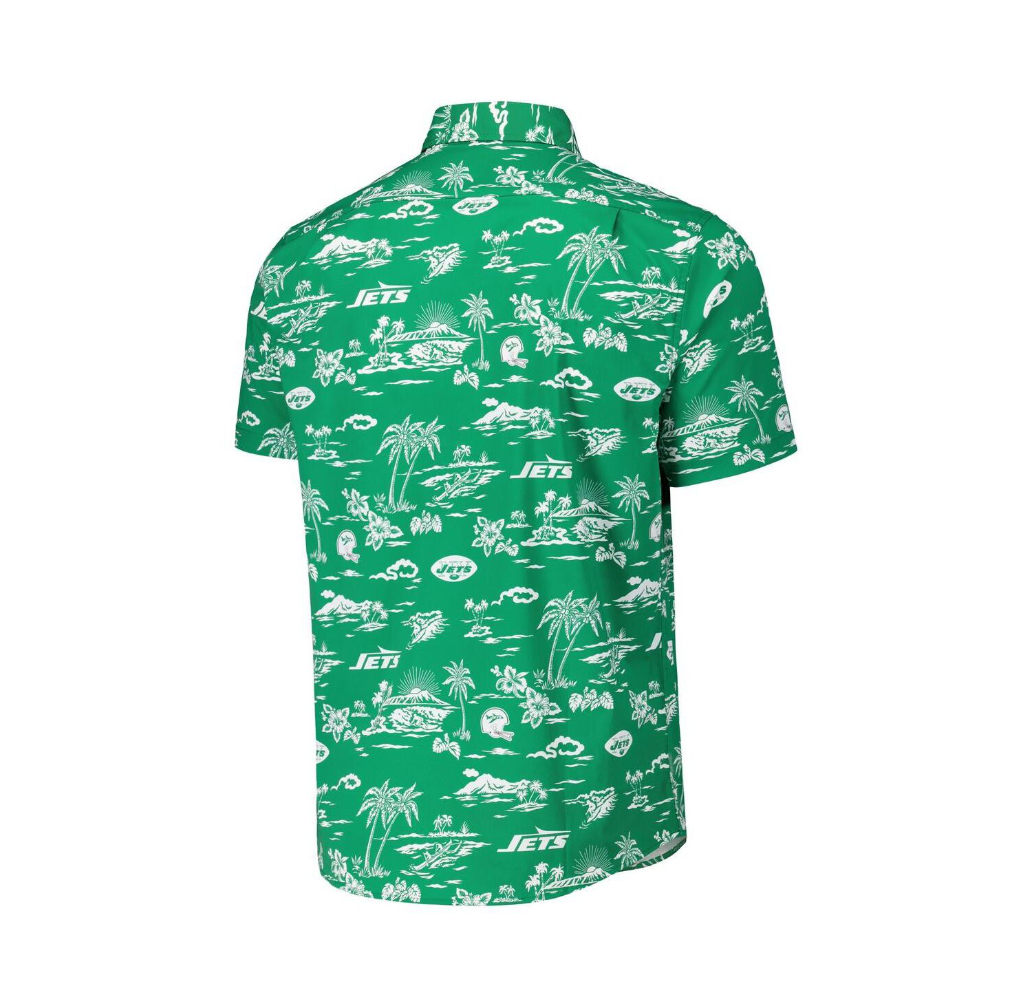Men's Kelly Green New York Jets Throwback Kekai Print Button-Up Shirt