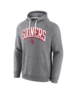 Men's Heather Gray Oklahoma Sooners True Classics On Deck Raglan Fleece Pullover Hoodie