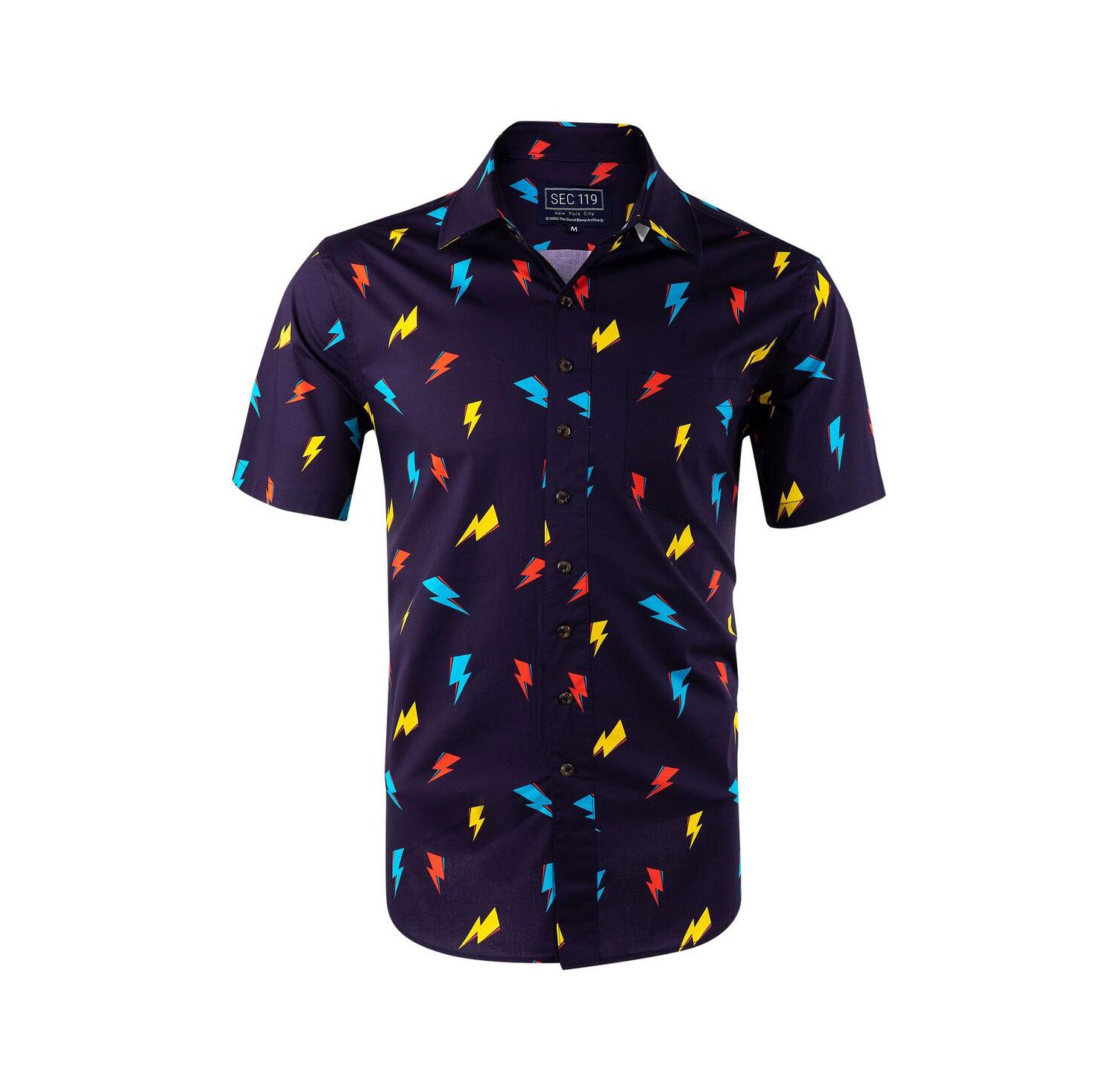 Men's Purple David Bowie Electric Bolt Button-Down Shirt