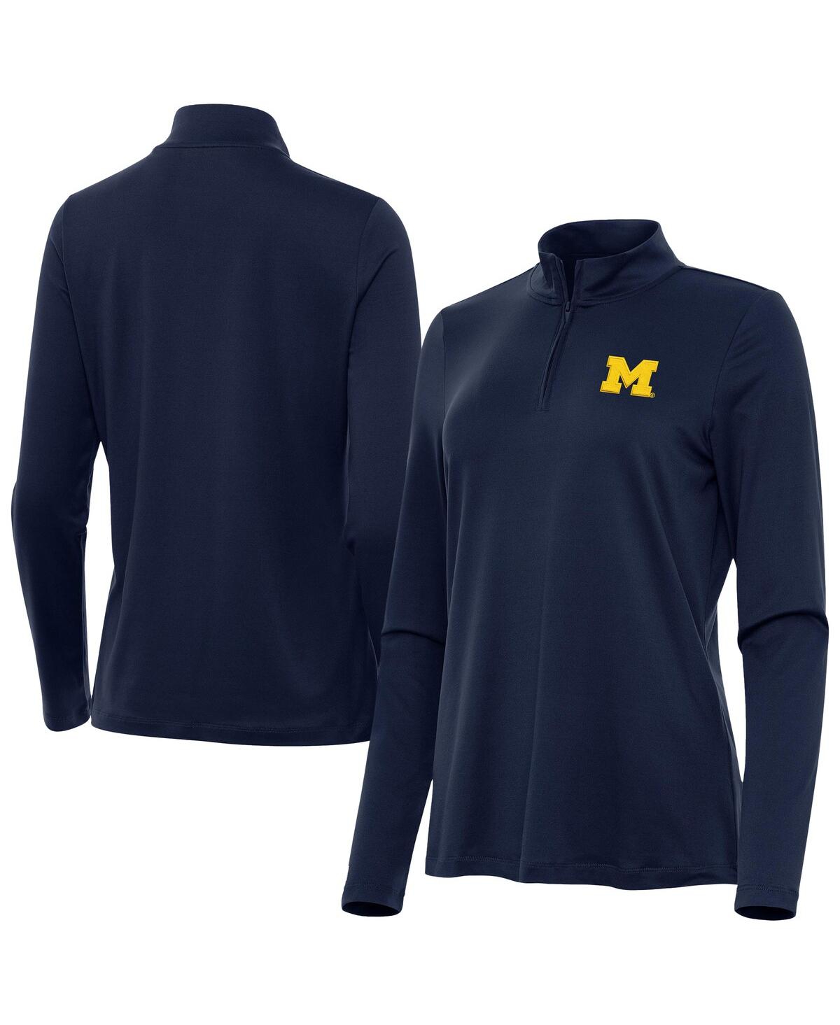 Women's Navy Michigan Wolverines Reprocess Quarter-Zip Sweatshirt - Navy