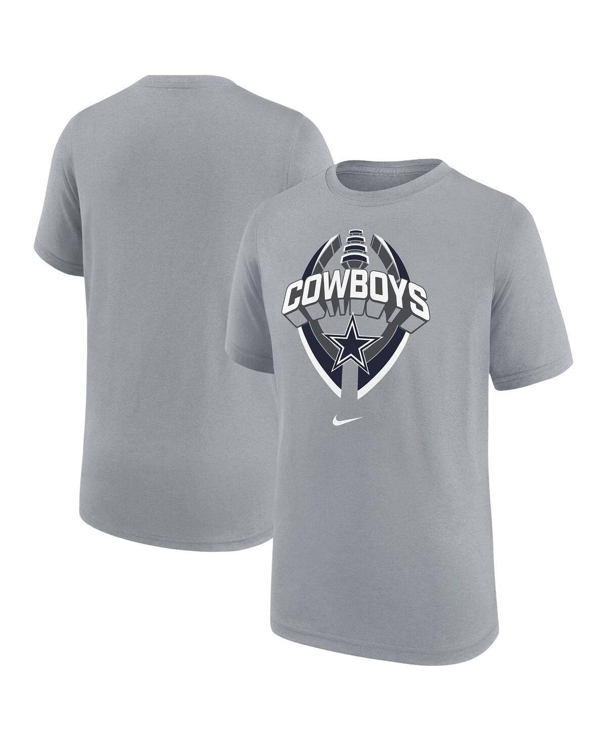 Nike Big Boys And Girls Gray Dallas Cowboys Icon Legend T-shirt In Gray