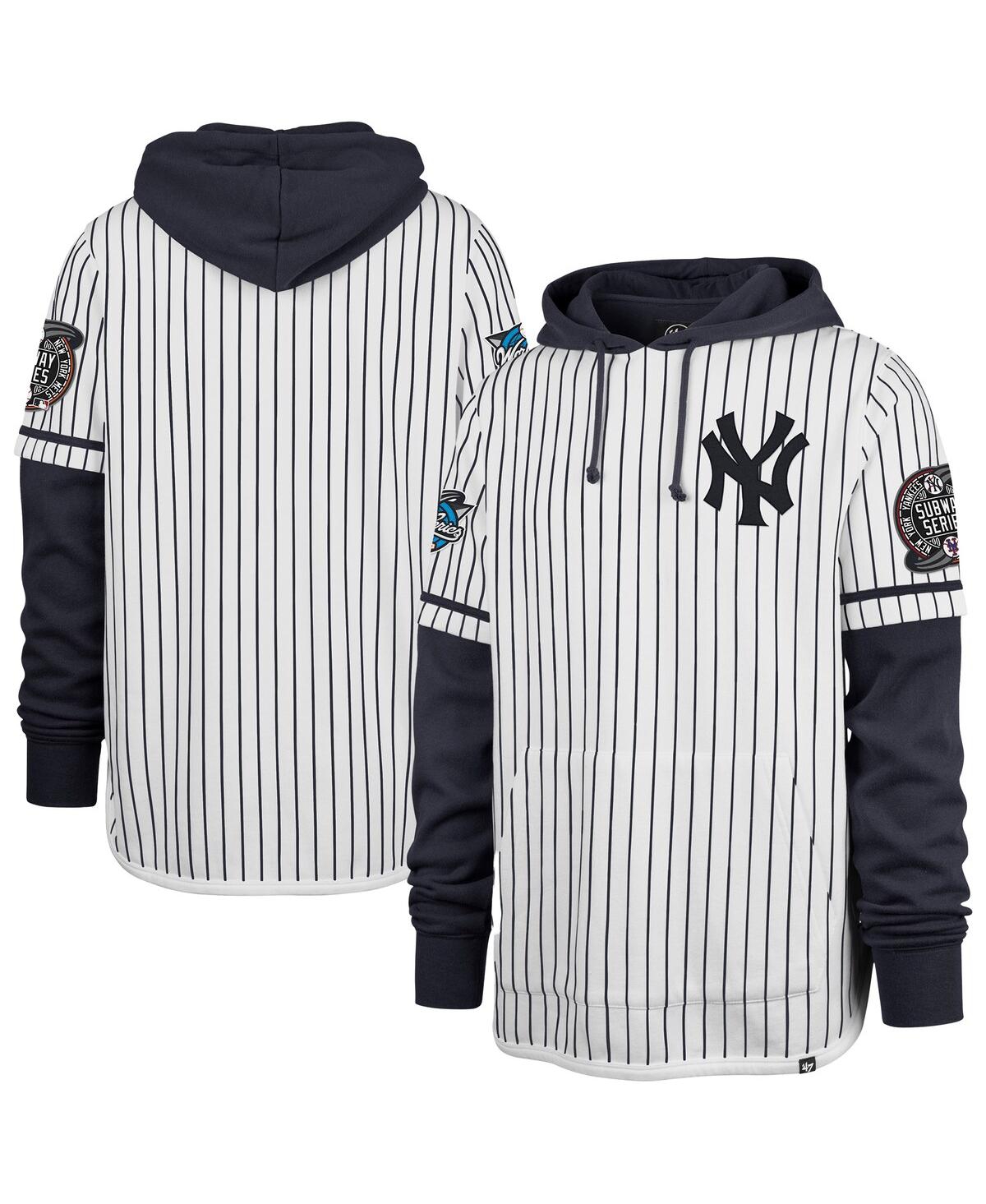 Men's White New York Yankees 2000 World Series Winning Stripes Shortstop Pullover Hoodie - White