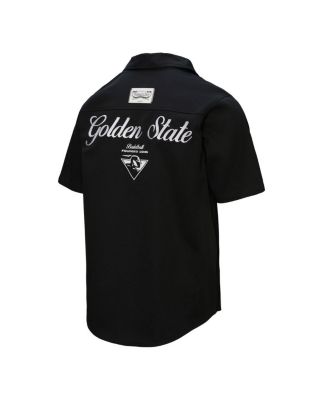 Men's Black Golden State Warriors Hardwood Classics Camp Shirt