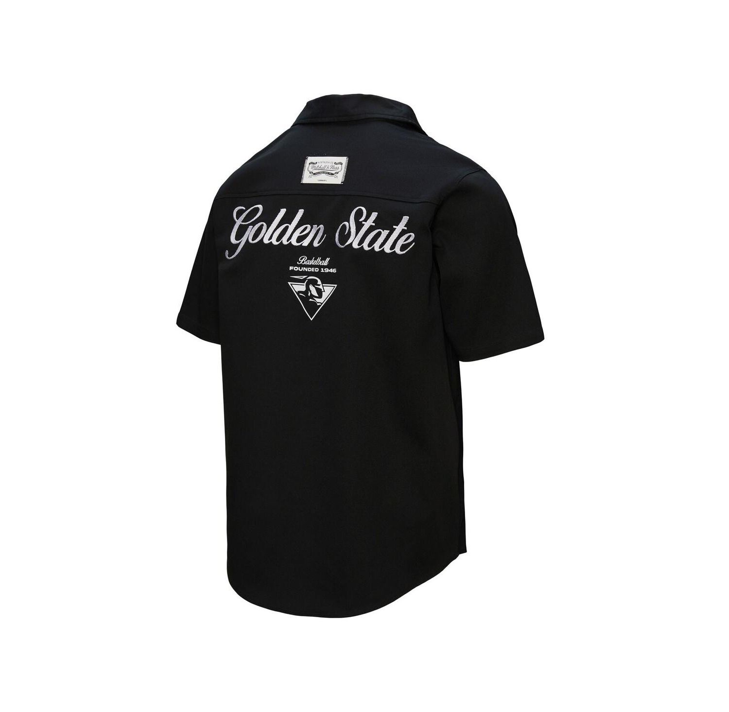 Men's Black Golden State Warriors Hardwood Classics Camp Shirt