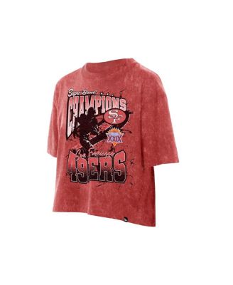 Women's Scarlet San Francisco 49ers Cropped Boxy Sport Classics Mineral Wash T-Shirt