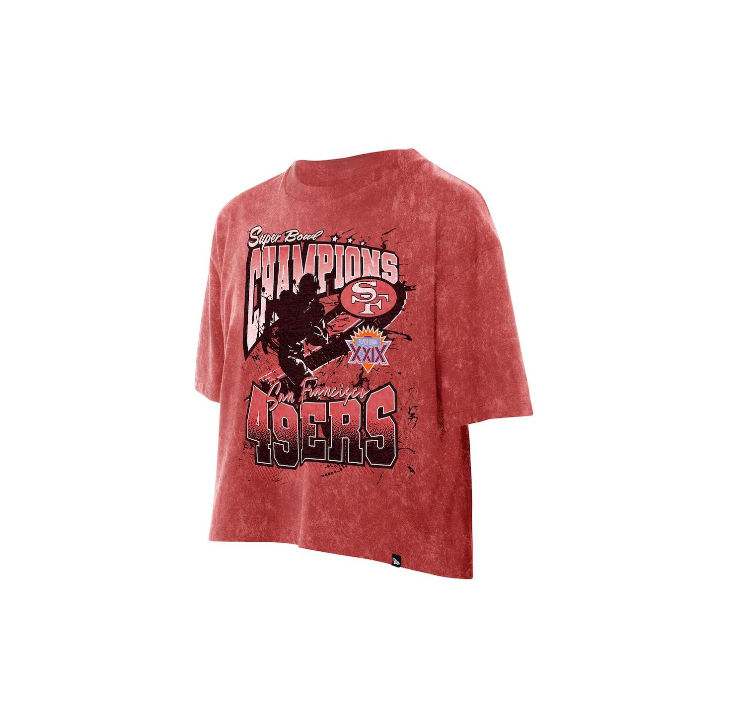 Women's Scarlet San Francisco 49ers Cropped Boxy Sport Classics Mineral Wash T-Shirt