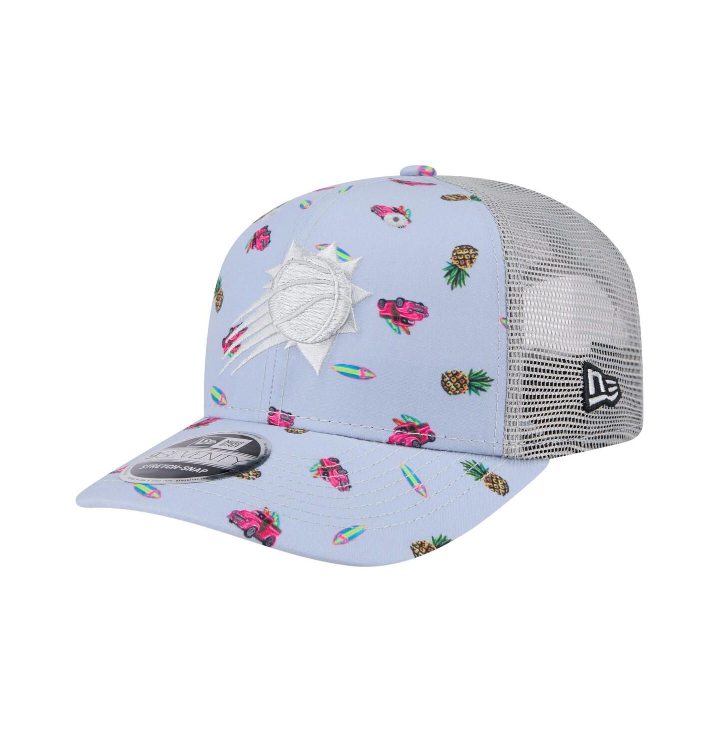 Мужской головной убор New Era Light Blue/Gray Phoenix Suns Adventure Aloha Pattern 9SEVENTY Stretch-Snap Hat — фото 1