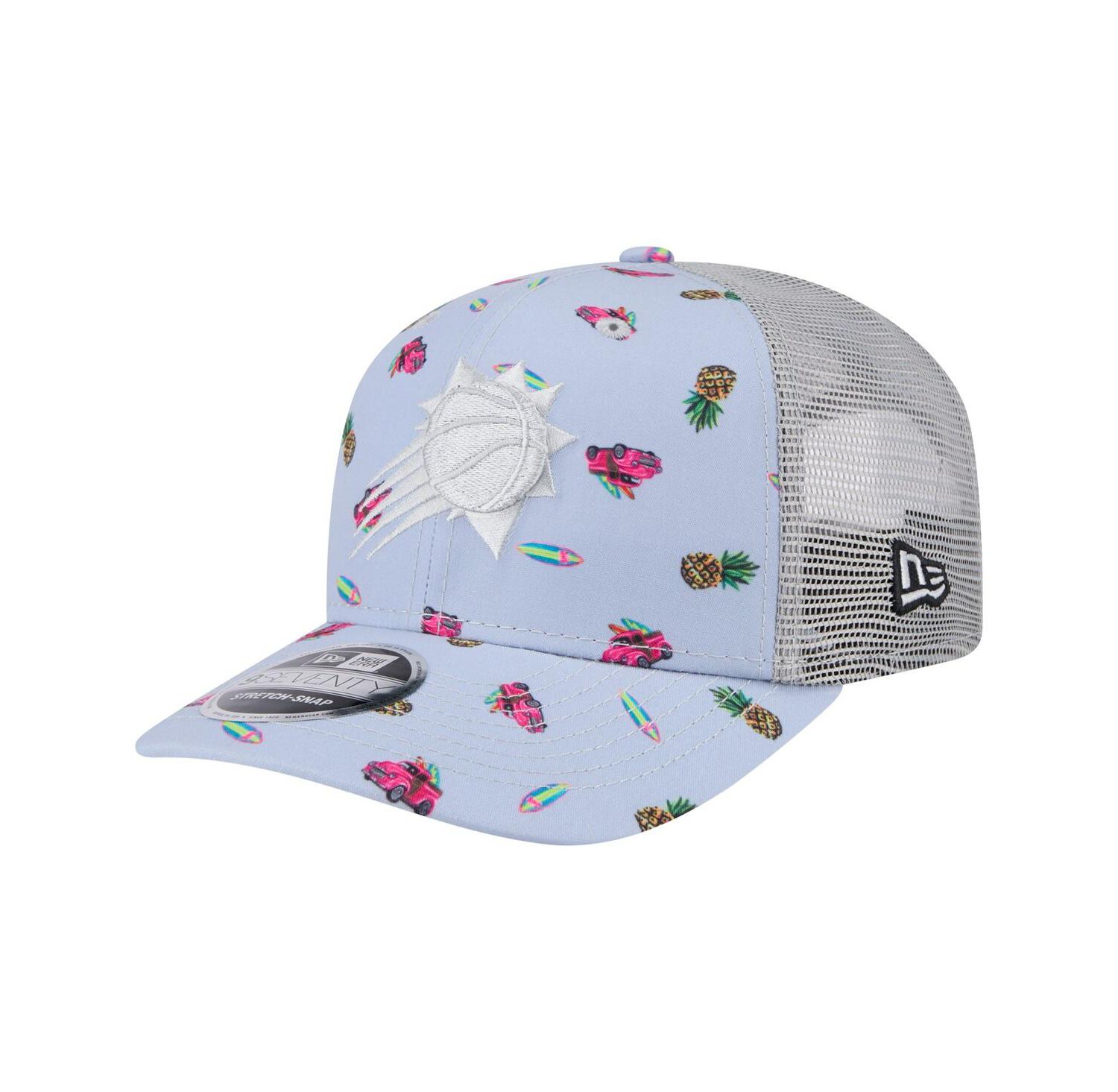 Men's Light Blue/Gray Phoenix Suns Adventure Aloha Pattern 9SEVENTY Stretch-Snap Hat