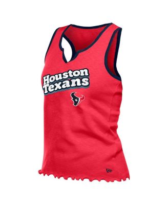 Women's&nbsp;Red Houston Texans Lettuce Hem Notch Neck Tri-Blend Tank Top