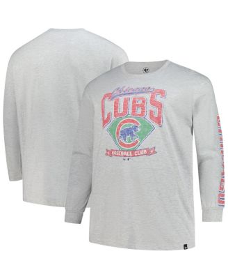 '47 Brand - Men's&nbsp;' Gray Chicago Cubs Big Tall Distressed Franklin Long Sleeve T-Shirt