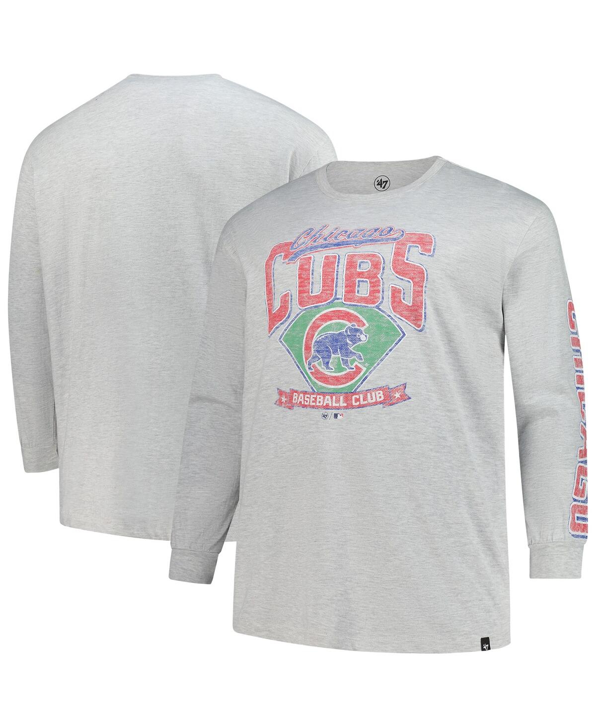 Men'sÂ Gray Chicago Cubs Big Tall Distressed Franklin Long Sleeve T-Shirt - Gray