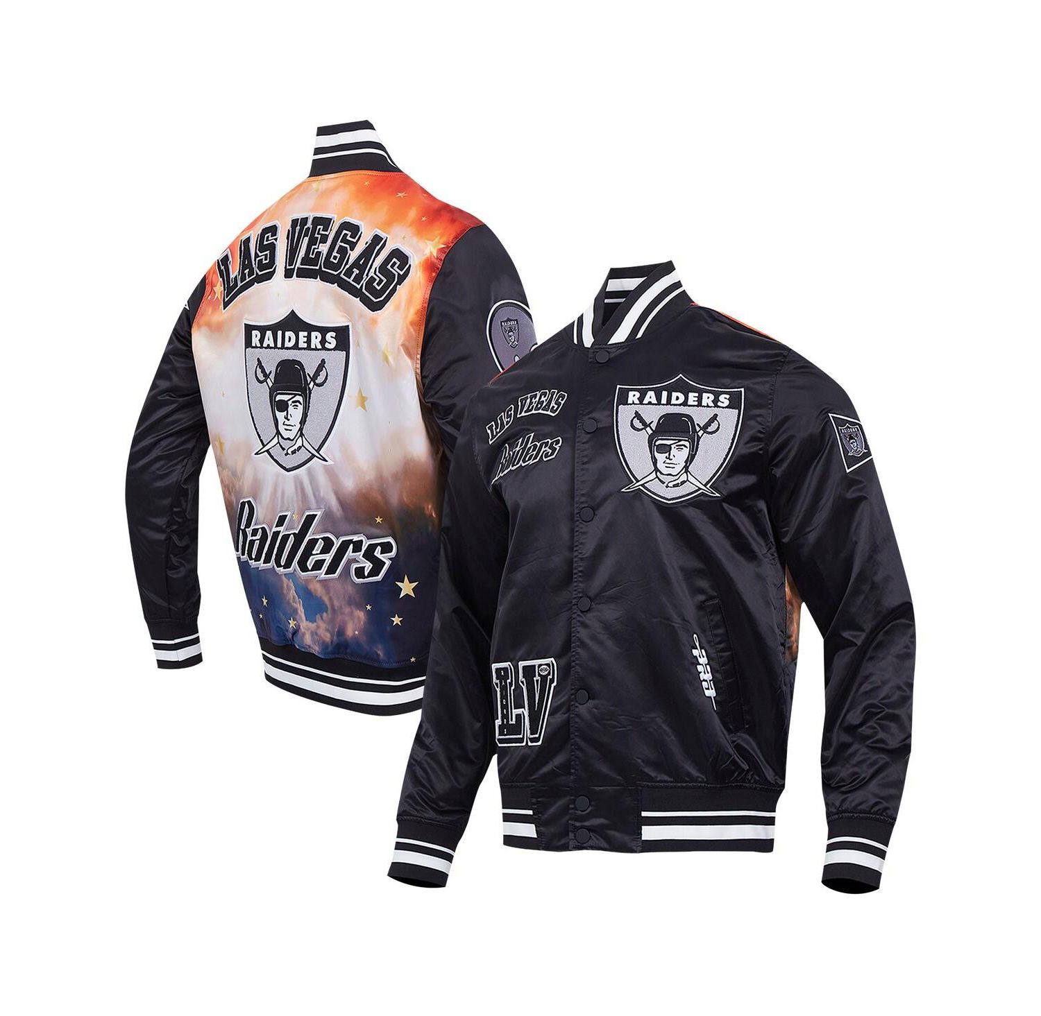 Men's Black Las Vegas Raiders Sublimated Satin Full-Snap Jacket