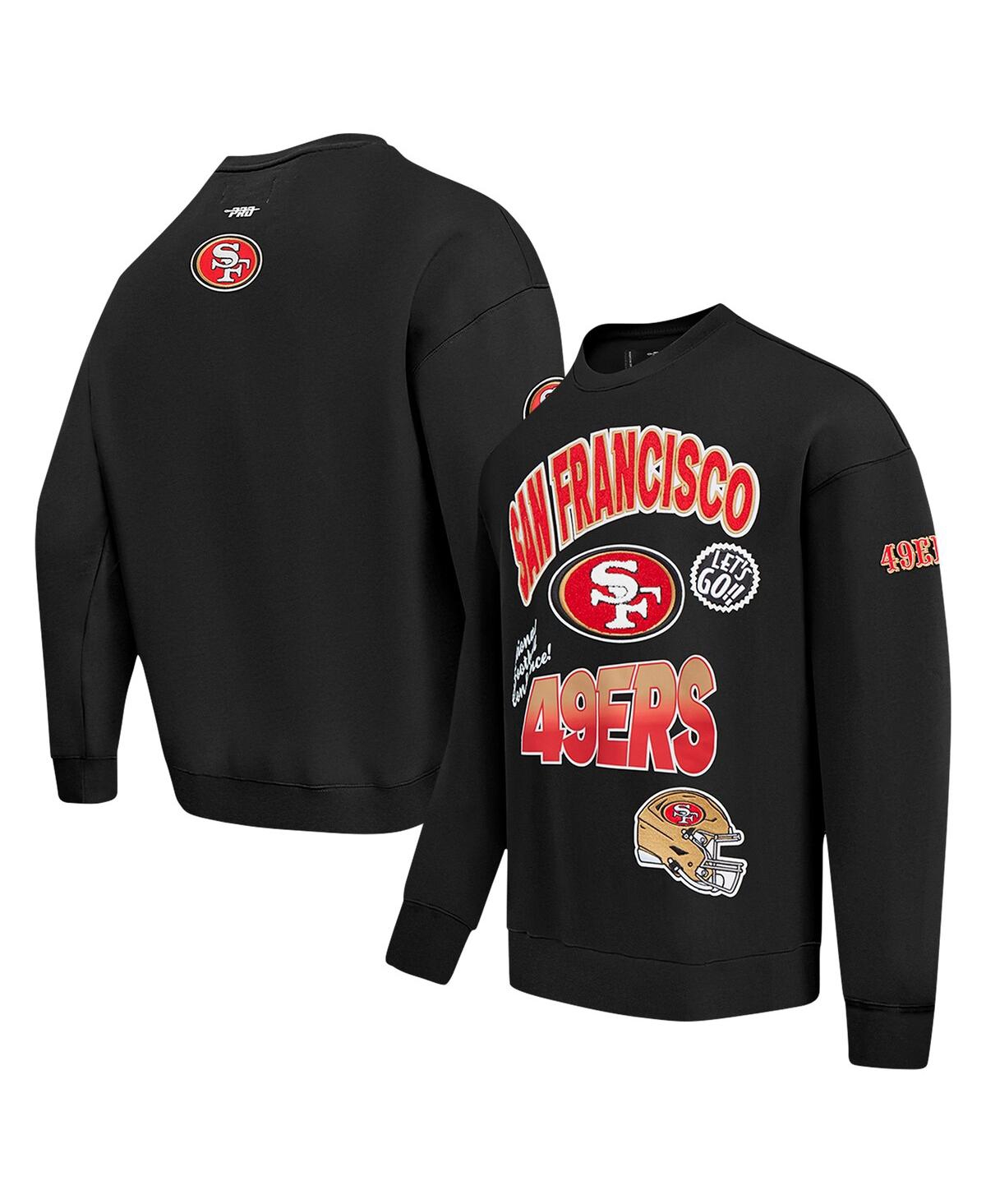 Men's Black San Francisco 49ers Turn It Up Drop Shoulder Pullover Sweatshirt - Black