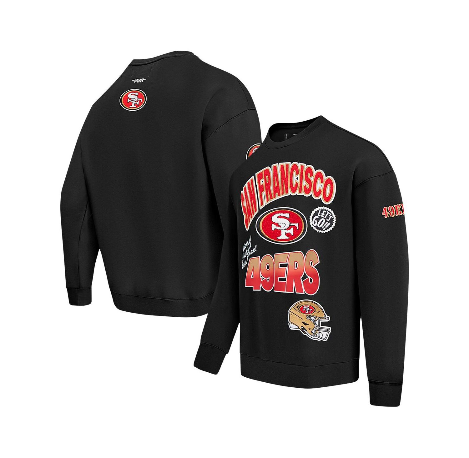 Men's Black San Francisco 49ers Turn It Up Drop Shoulder Pullover Sweatshirt