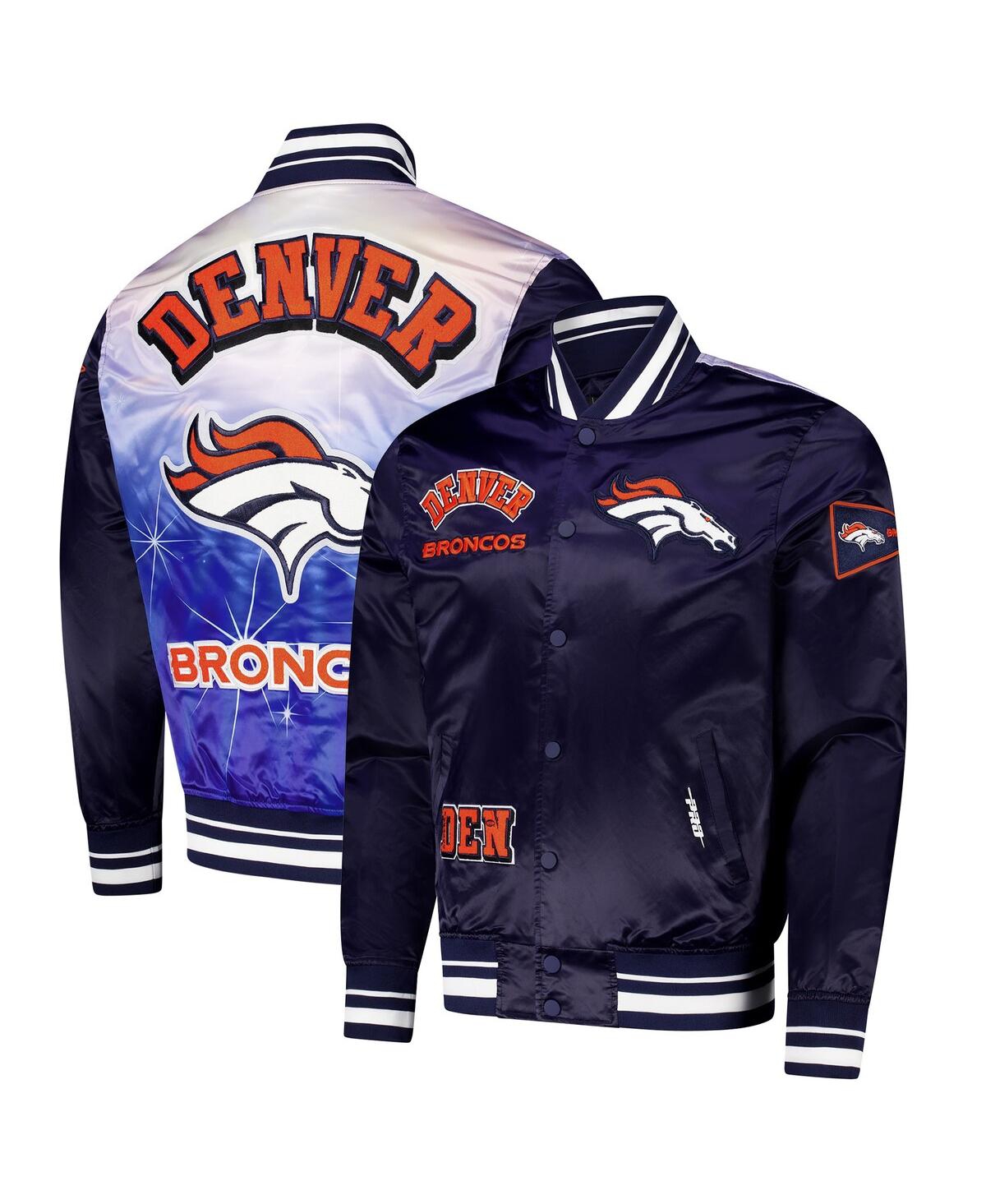 Men's Navy Denver Broncos Sublimated Satin Full-Snap Jacket - Navy