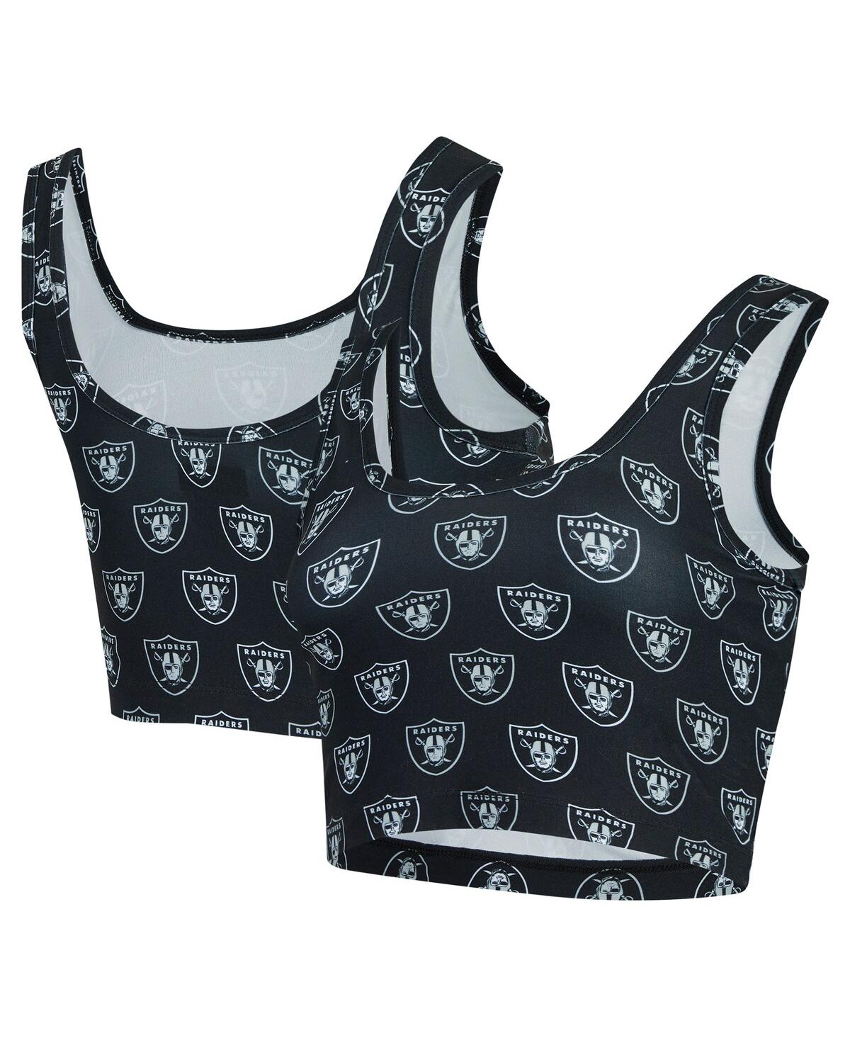 Women's Black Las Vegas Raiders Record Allover Print Bralette - Black