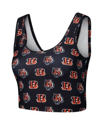 Women's Black Cincinnati Bengals Record Allover Print Bralette