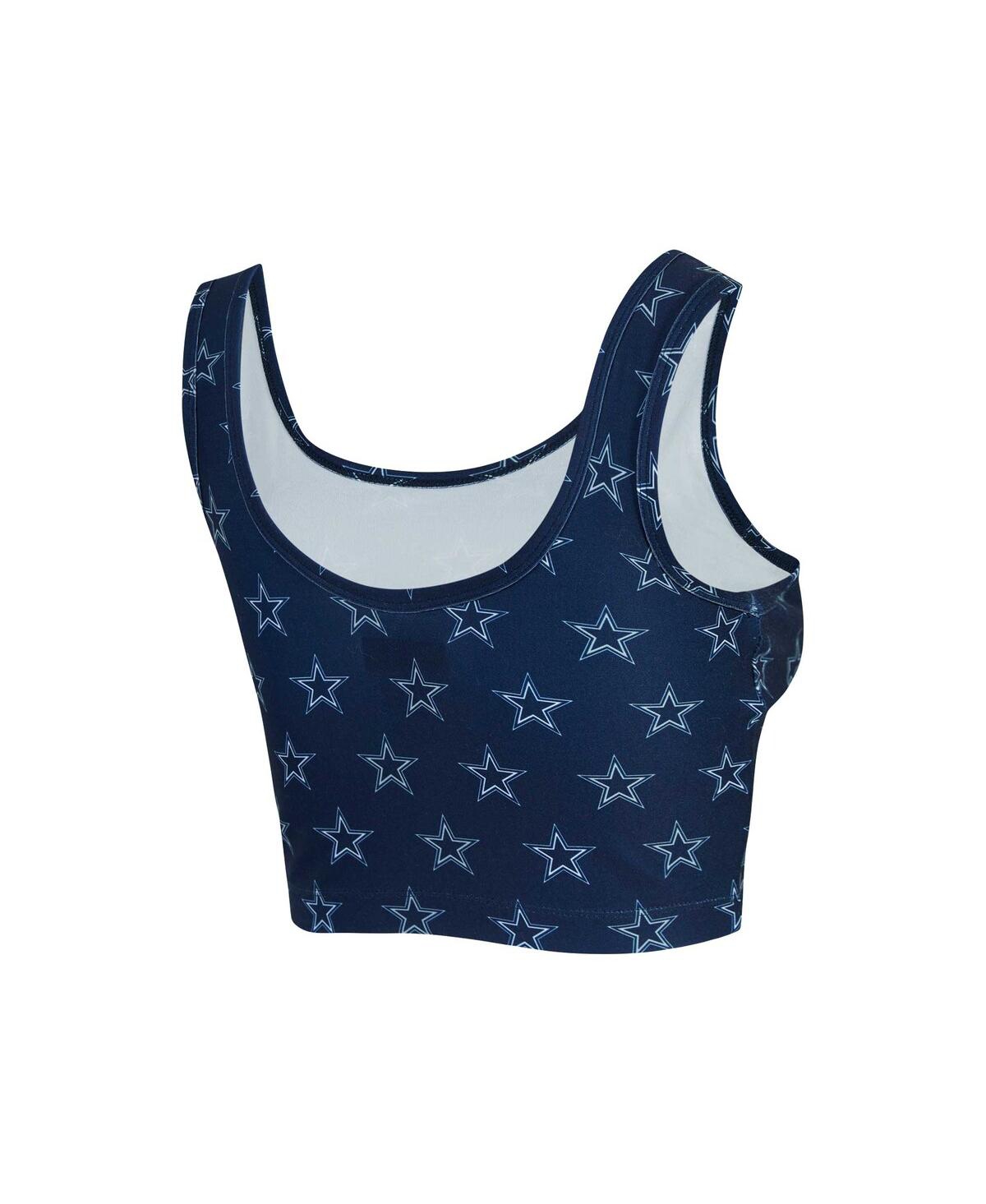 Concepts Sport Women's Navy Dallas Cowboys Record Allover Print Bralette In Blue