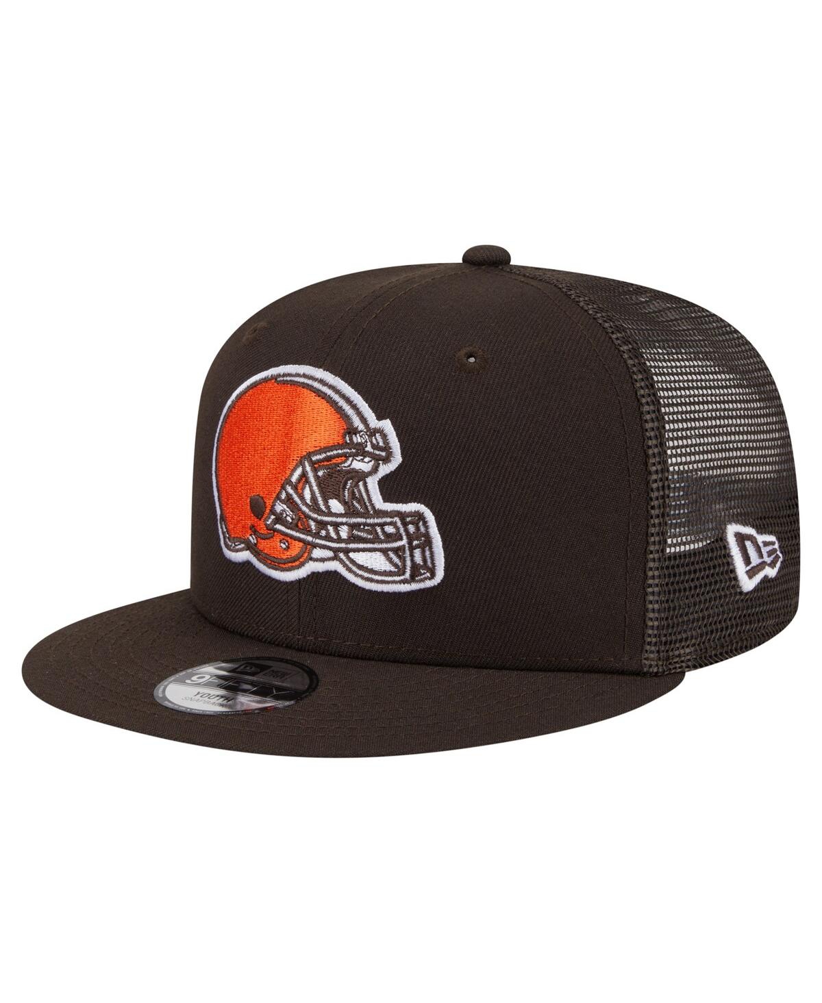 New Era Big Boys And Girls Brown Cleveland Browns Main Trucker 9fifty Snapback Hat In Brown