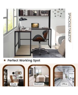 Industrial L-Shaped Desk Bookshelf 55 Inch Corner Computer Gaming Table