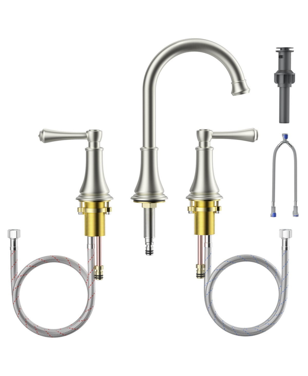 Bathroom Faucet, 8 Inch Widespread Bathroom Sink Faucet for Vanity - Silver