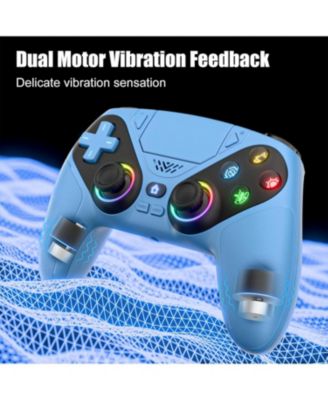 RGB Wireless Controller for PS5/PC, Bluetooth, Dynamic Vibration, 6-Axis Motion, 3.5mm Audio Jack, Turbo, 1000mAh Battery, Speaker - Blue