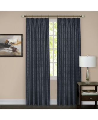 2 Pack Windsor Pinch Pleat/Rod Pocket/Back Tab Quatrefoil Window Curtain Panels - 63 in. Long - Navy