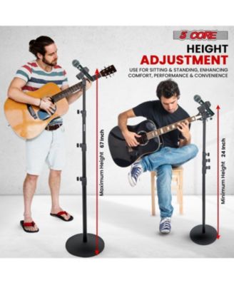 Mic Stand Floor Pair Adjustable Heavy Weight Microphone Stands Round Base