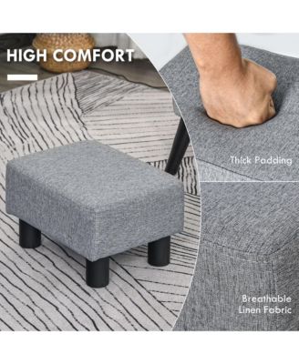 16” Cubed Modern Linen Fabric Pouf Footrest Ottoman Furniture