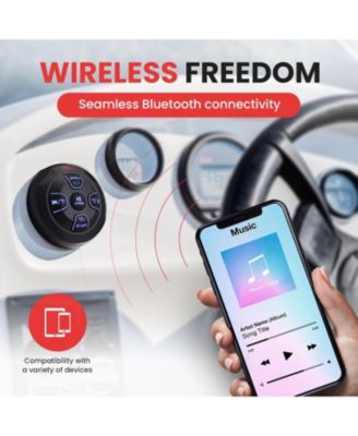 Dual 6.5” Waterproof Marine Speaker Kit with Wireless BT Receiver & Handheld Microphone for Onboard Audio System