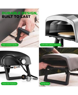 360° Portable Pizza Oven with Rotating Pizza Stone, Rain Cover, Regulator, and Hose