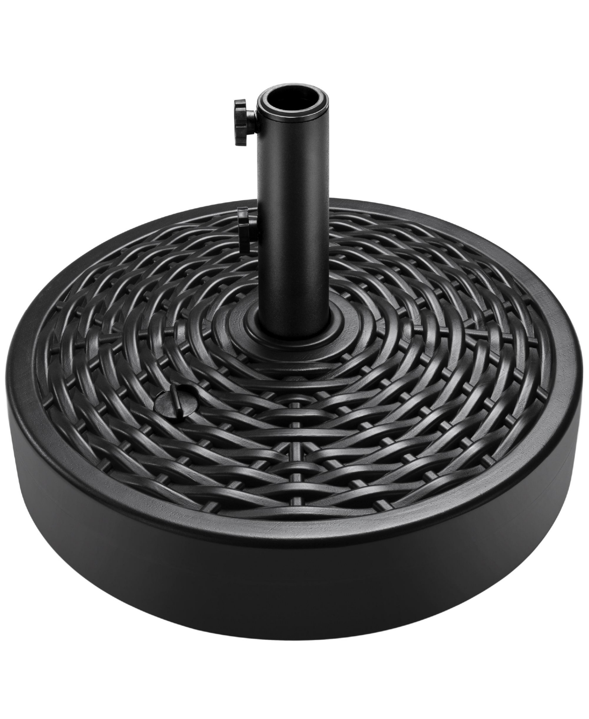 Fillable Plastic Patio Umbrella Base Stand, Pole Holder w/ Adjustment Knob - Black
