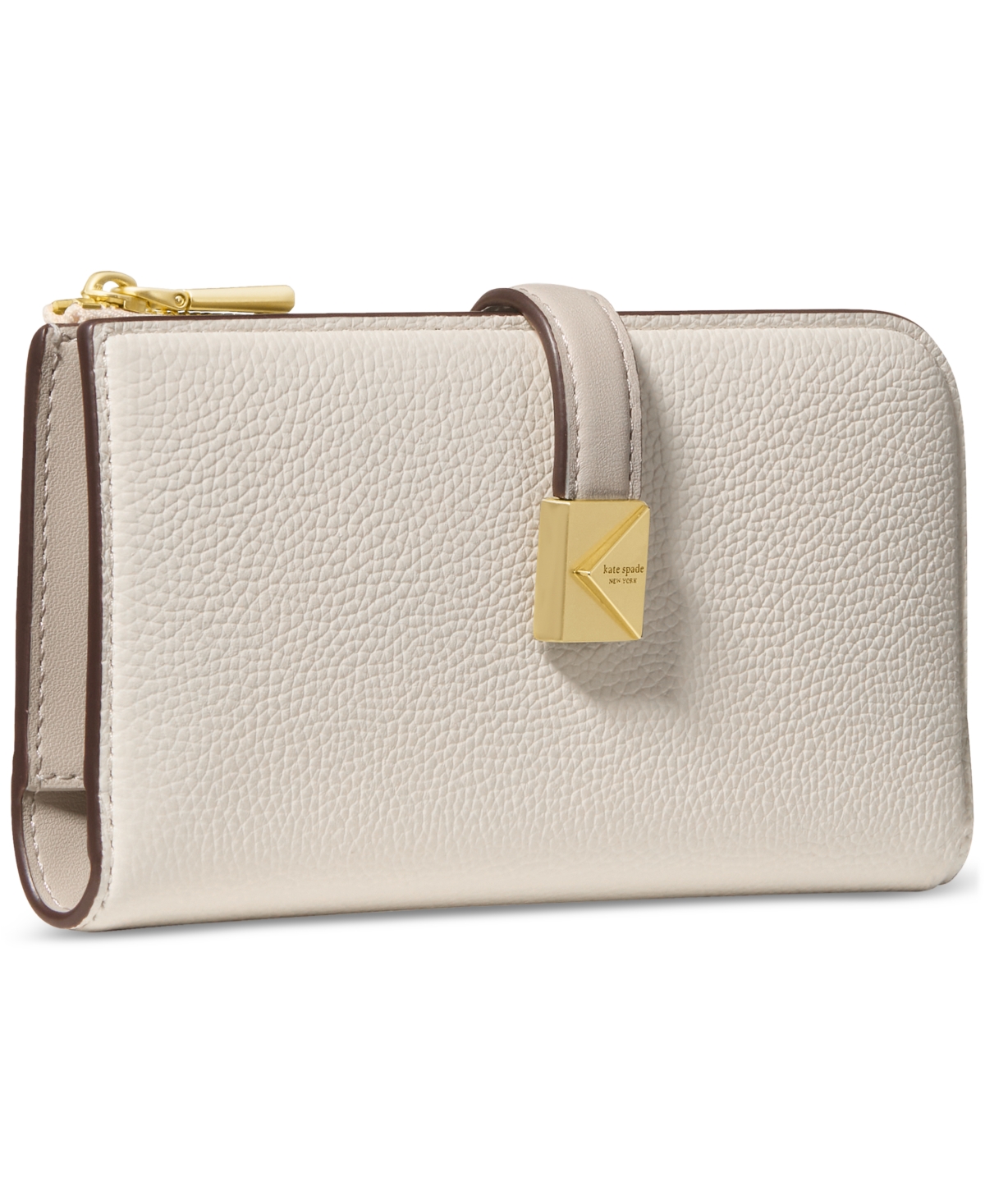 Kate Spade Deco Colorblocked Pebbled Leather Slim Zip Wallet