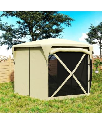 11ft Pop Up Gazebo Screen Tent with Removable Roof, Dark