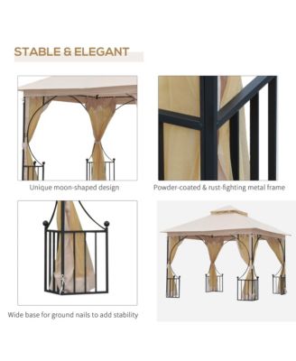 10'x10' Garden Gazebo, Patio Party Shelter, 2 Tier Roof,