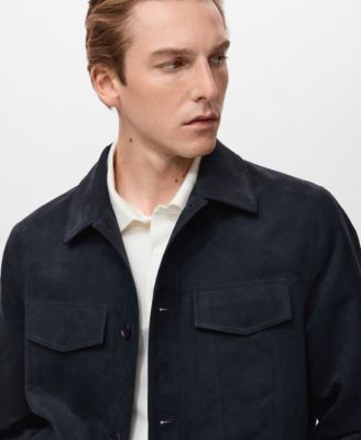 Men's Suede Leather-Effect Overshirt