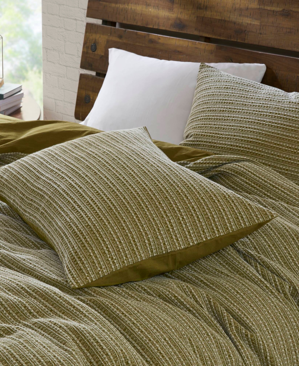 Woolrich Lyon Waffle Washed 3-pc. Duvet Cover Set, King/california King In Green