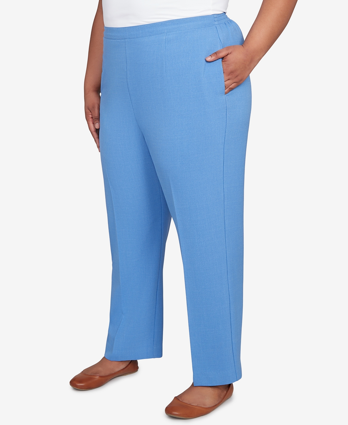 Alfred Dunner Plus Size Textured Pull On Elastic Short Length Pants