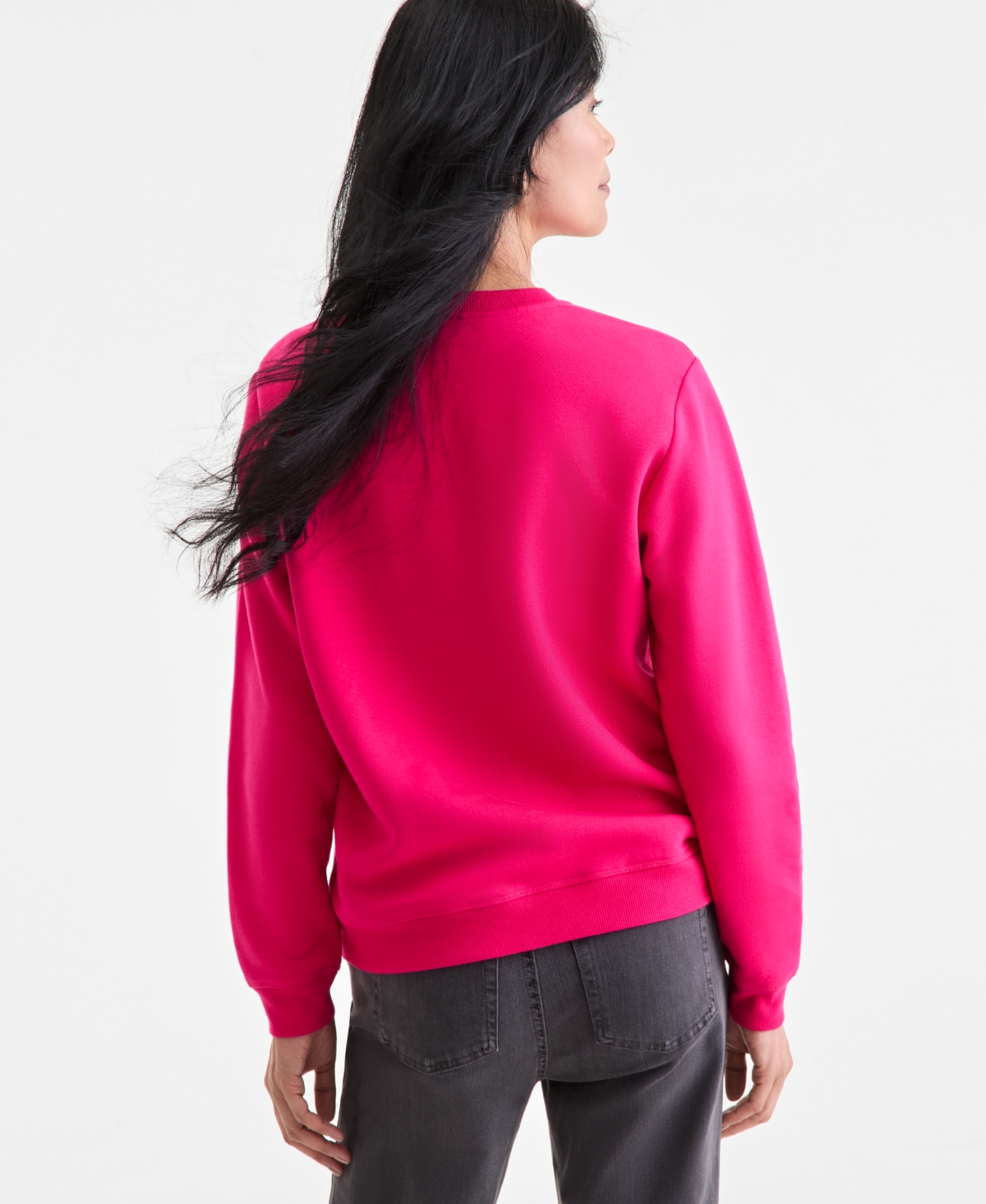 Style & Co Women's Long-sleeve Crewneck Sweatshirt, Created For Macy's In Pink