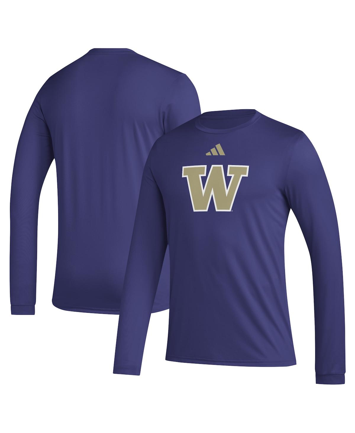 Men's Purple Washington Huskies Primary Locker Logo Pre-Game Long Sleeve T-Shirt - Purple