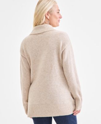 Women's Shawl Collar Button-Hem Tunic Sweater, Created for Macy's