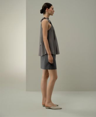 Women's Silk Georgette Tie-Neck Blouse