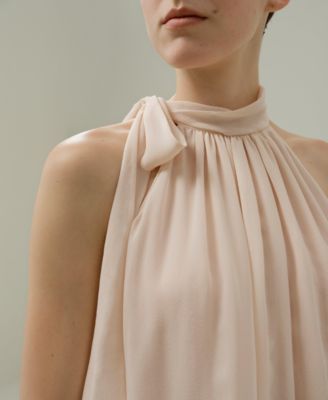 Women's Silk Georgette Tie-Neck Blouse